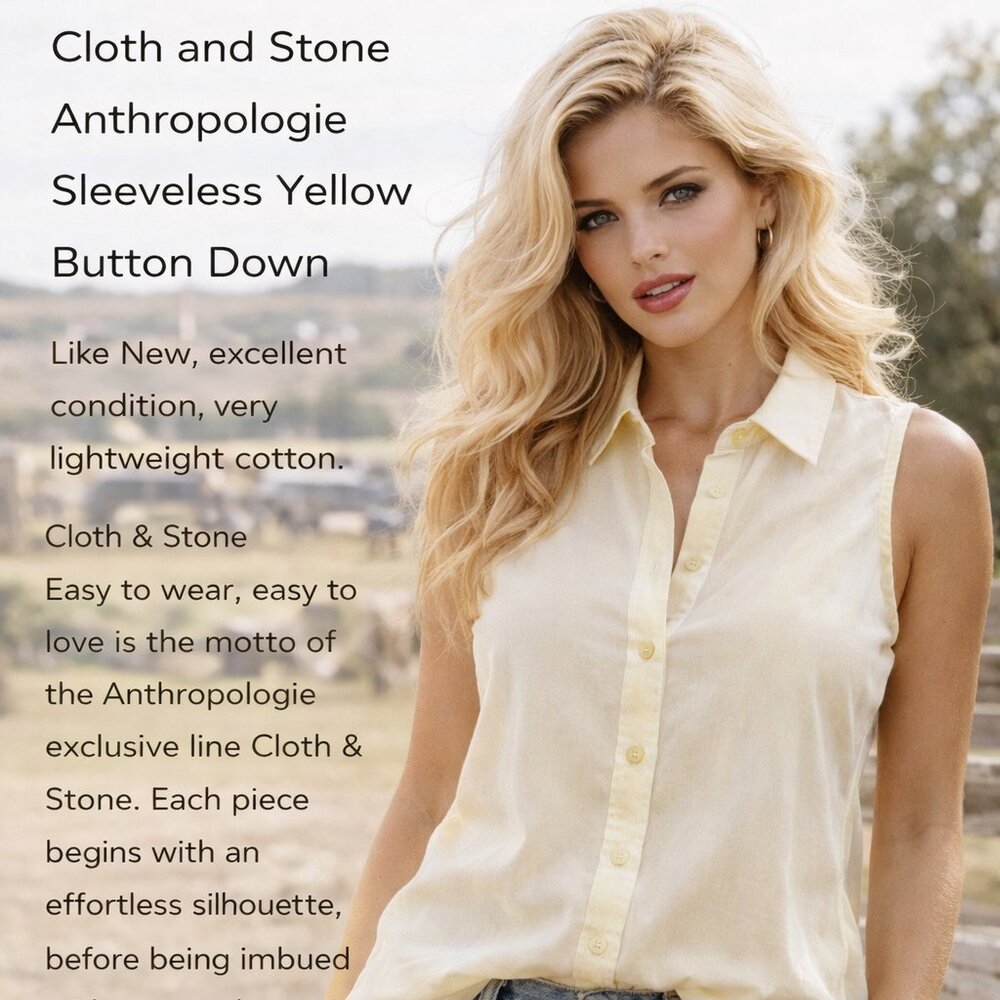 Cloth and Stone Anthropologie Sleeveless Yellow Button Down